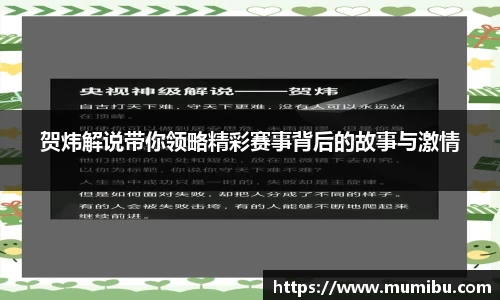贺炜解说带你领略精彩赛事背后的故事与激情