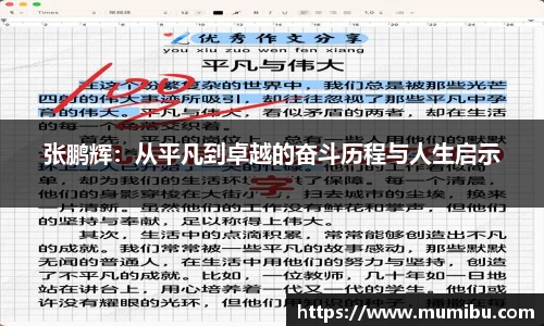 张鹏辉：从平凡到卓越的奋斗历程与人生启示