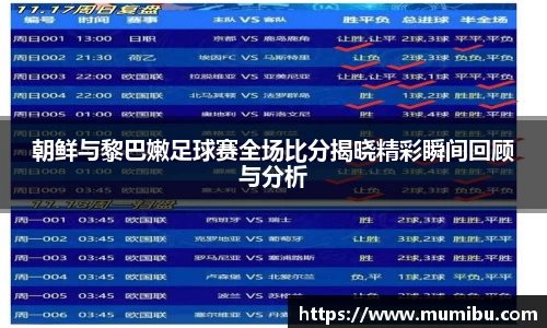 朝鲜与黎巴嫩足球赛全场比分揭晓精彩瞬间回顾与分析